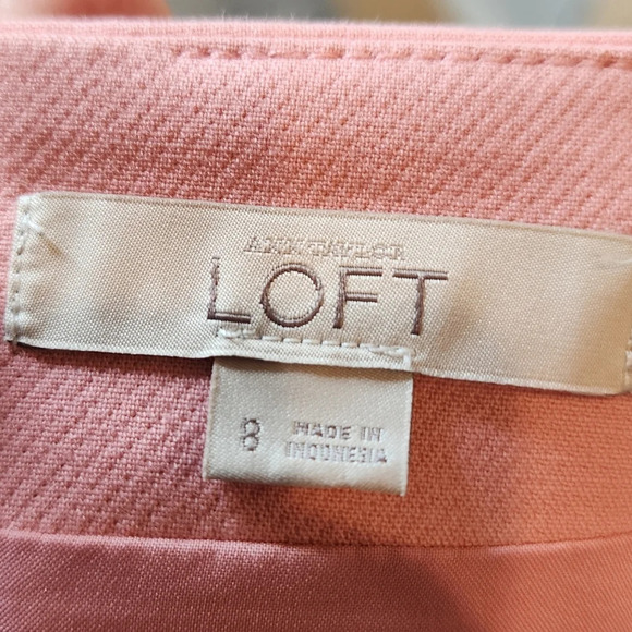 Ann Taylor Loft Pink Skirt Front Pockets Size 8 Twill Cotton Spandex - Picture 4 of 13